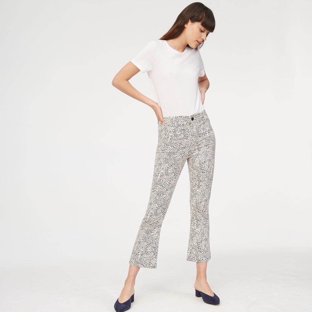 Club Monaco Animal Print Magnus Flared Ankle Pants, size 4